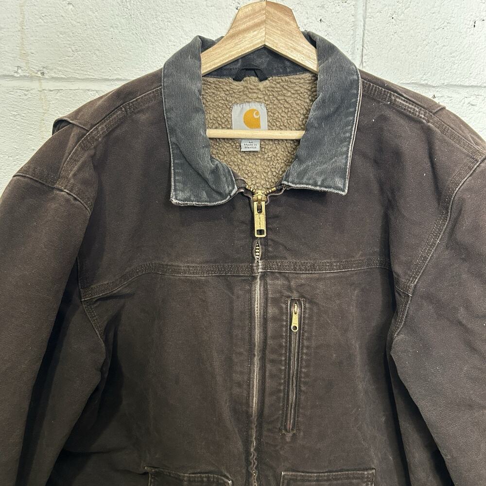 Vintage Carhartt Sherpa-Lined Ridge Jacket “Dark Brown” C61 - Picture 3 of 14
